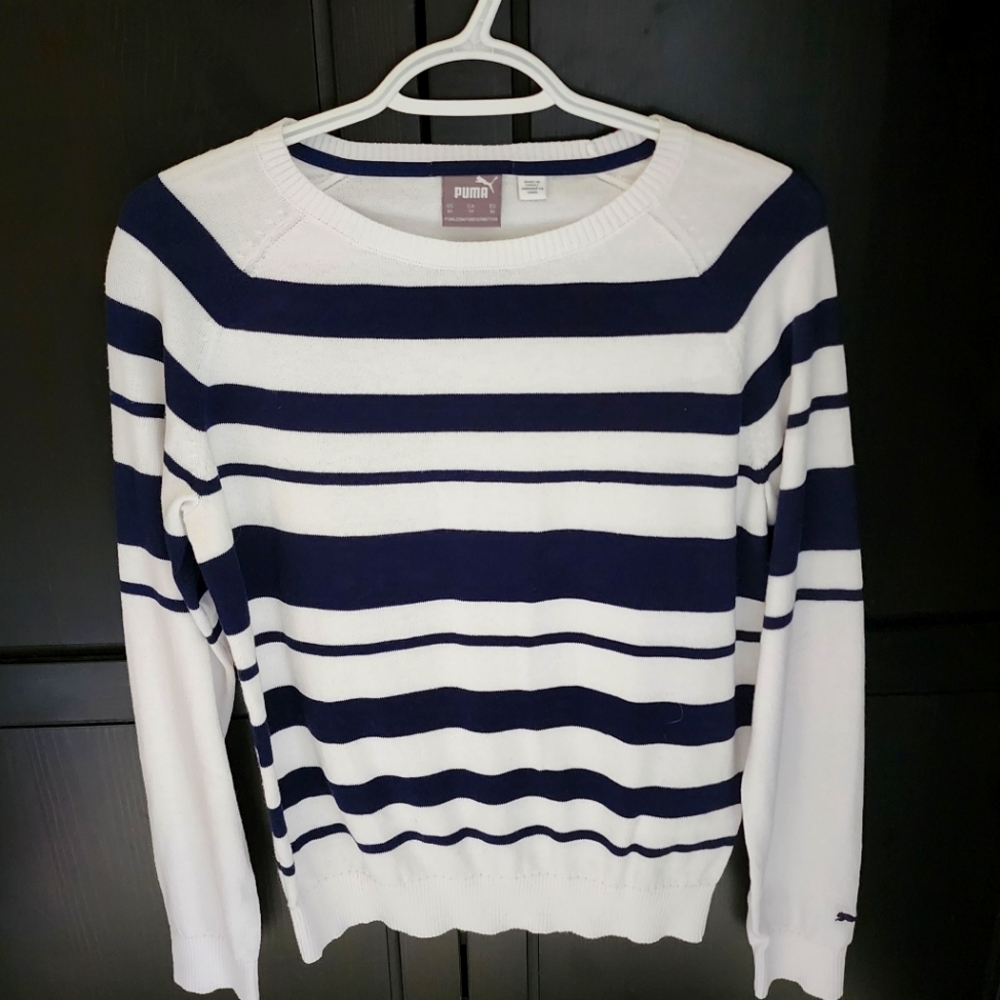 Navy Striped Puma Sweater